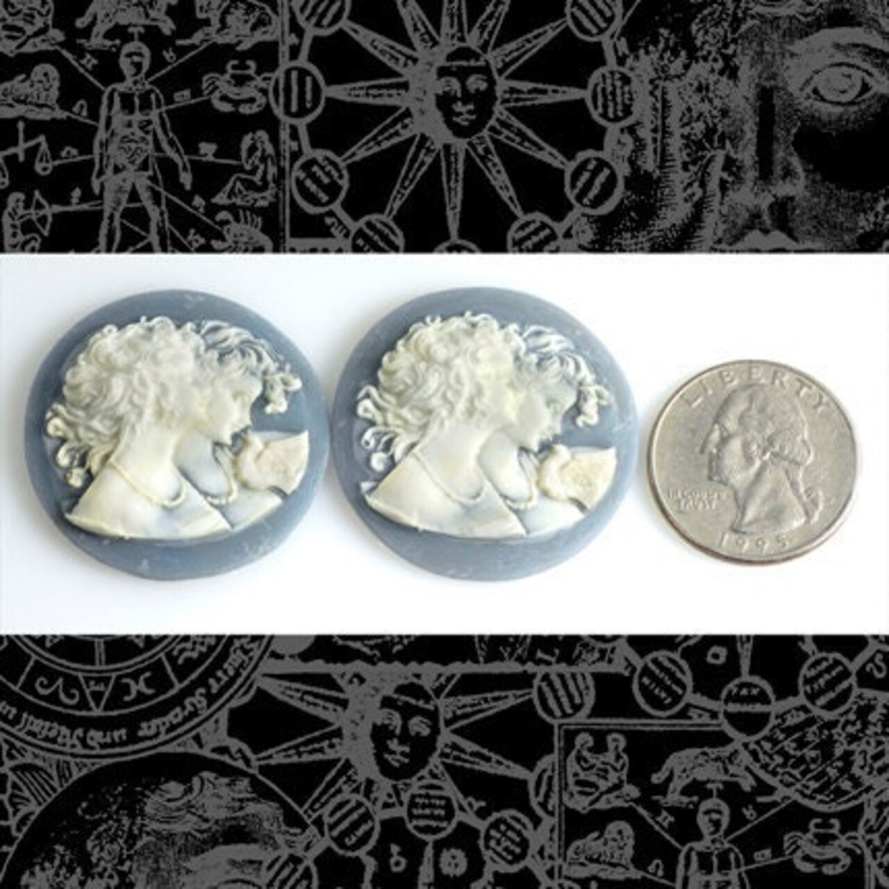 Sisters and the Bird Wedgwood Blue Cameo 35mm Resin Cameos - Set of Two - CAM7